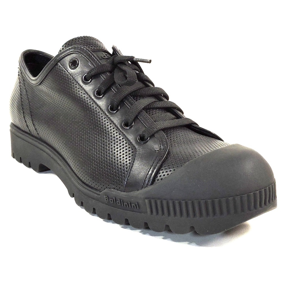 BALDININI 🇮🇹 MEN'S BLCK SOFT LEATHER COMFORT SUMMER SNEAKERS